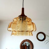 Vintage suspension in glass and teak