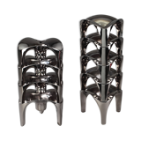 Set of 9 modular candle holders in chromed metal, nagel germany