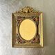 Cadre en métal antique en laiton doré cadre 10,5 cm x 9 cm verre convexe