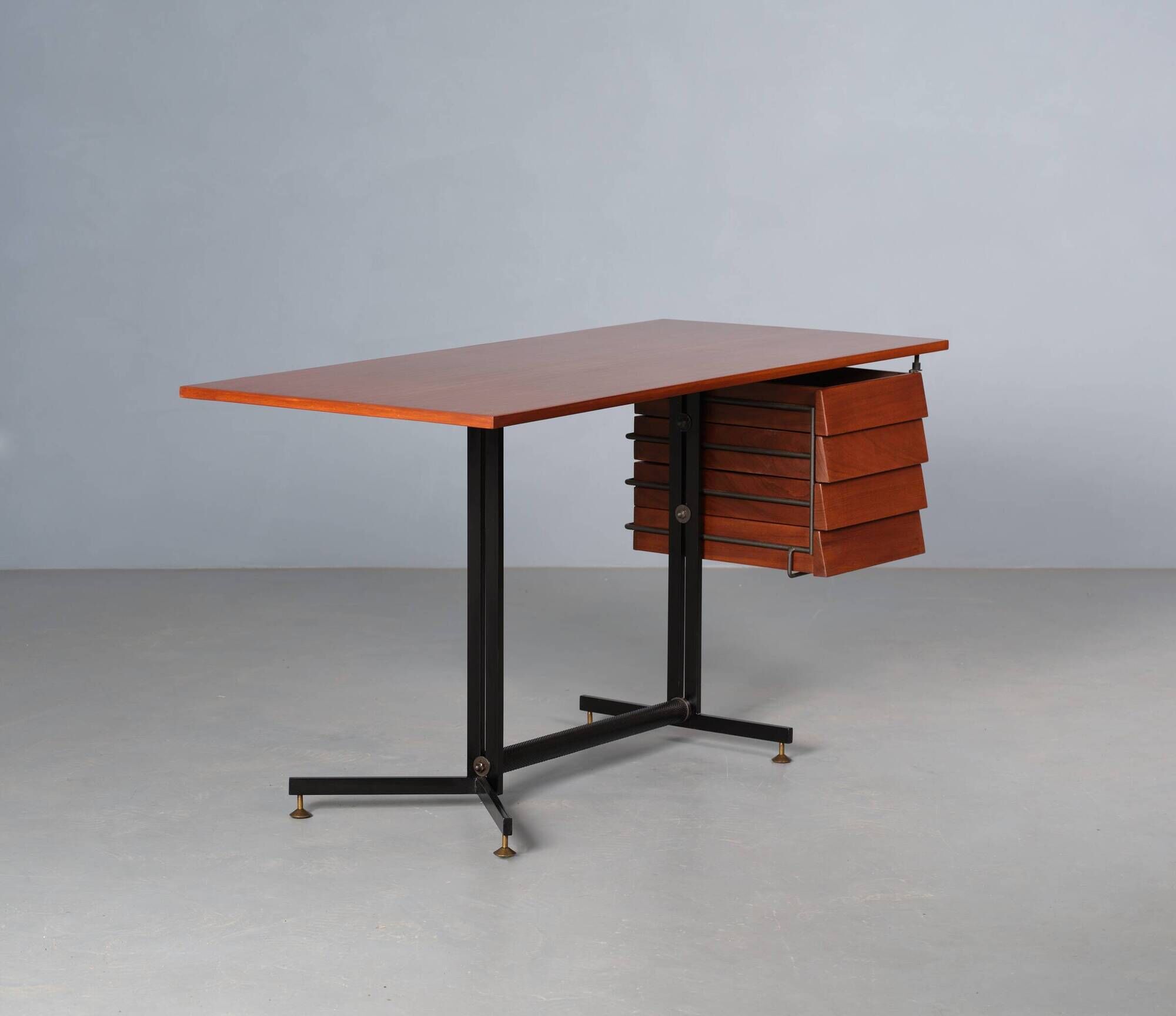1950's Italian Mid Century Modern Teak Desk Table