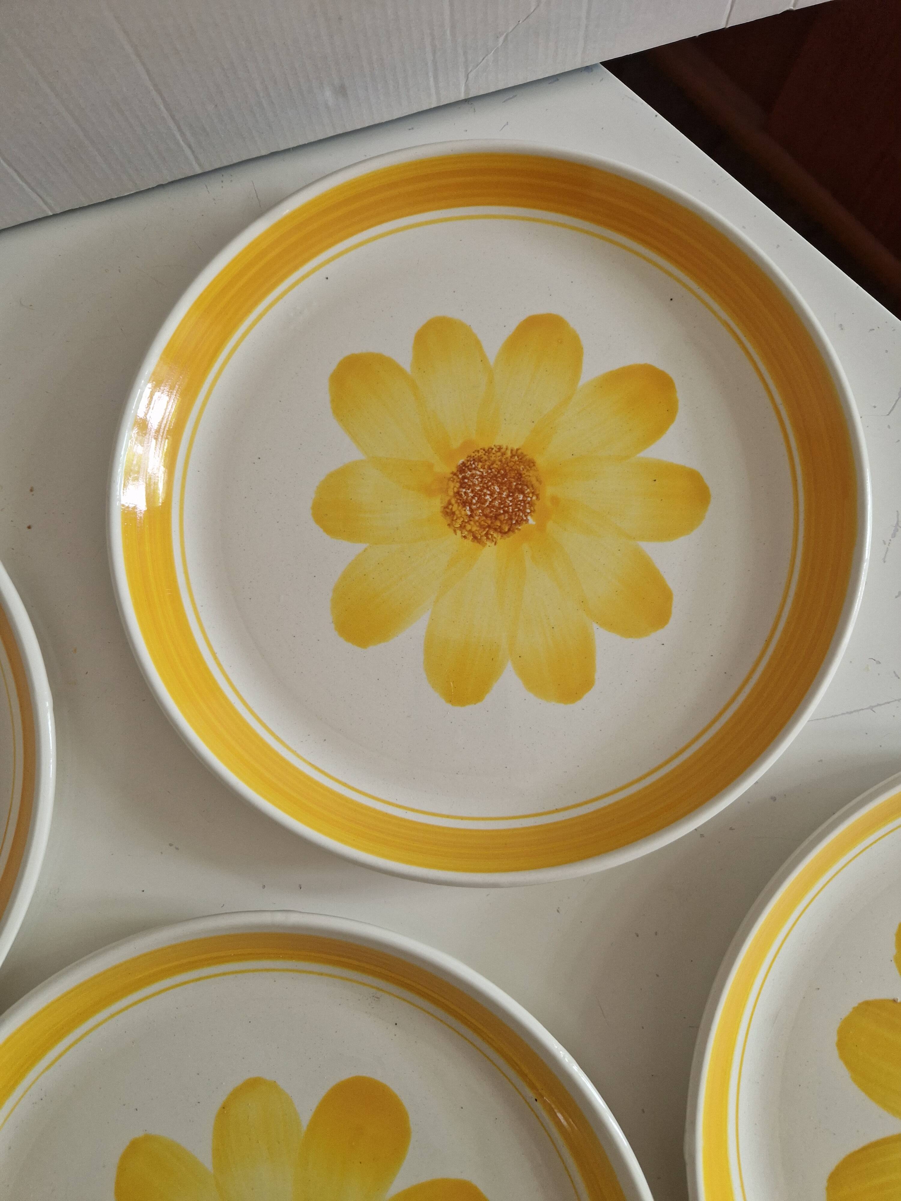 Set of 10 Flat Plates Sarreguemines Model Roseline