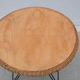 Rattan and metal coffee table, France 1950