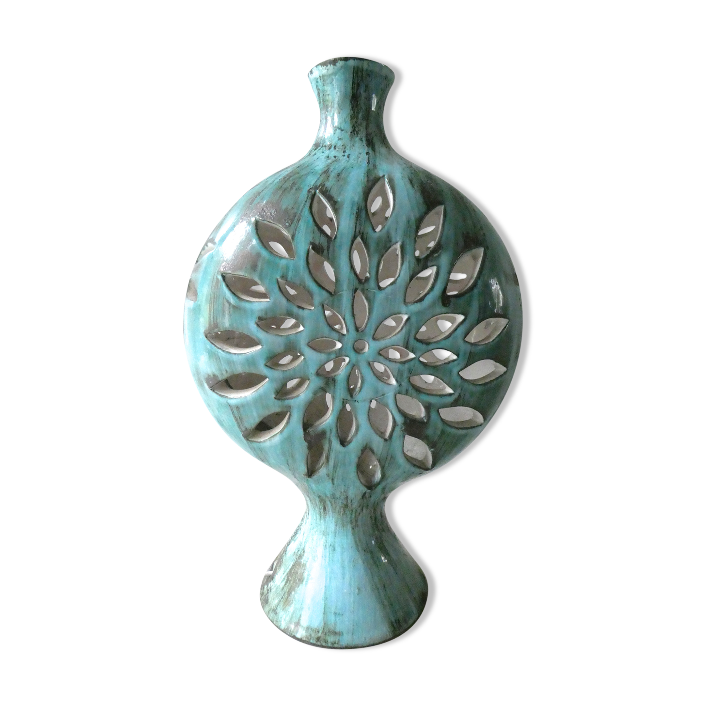 Flower Camos Vallauris 70s ceramic lamp