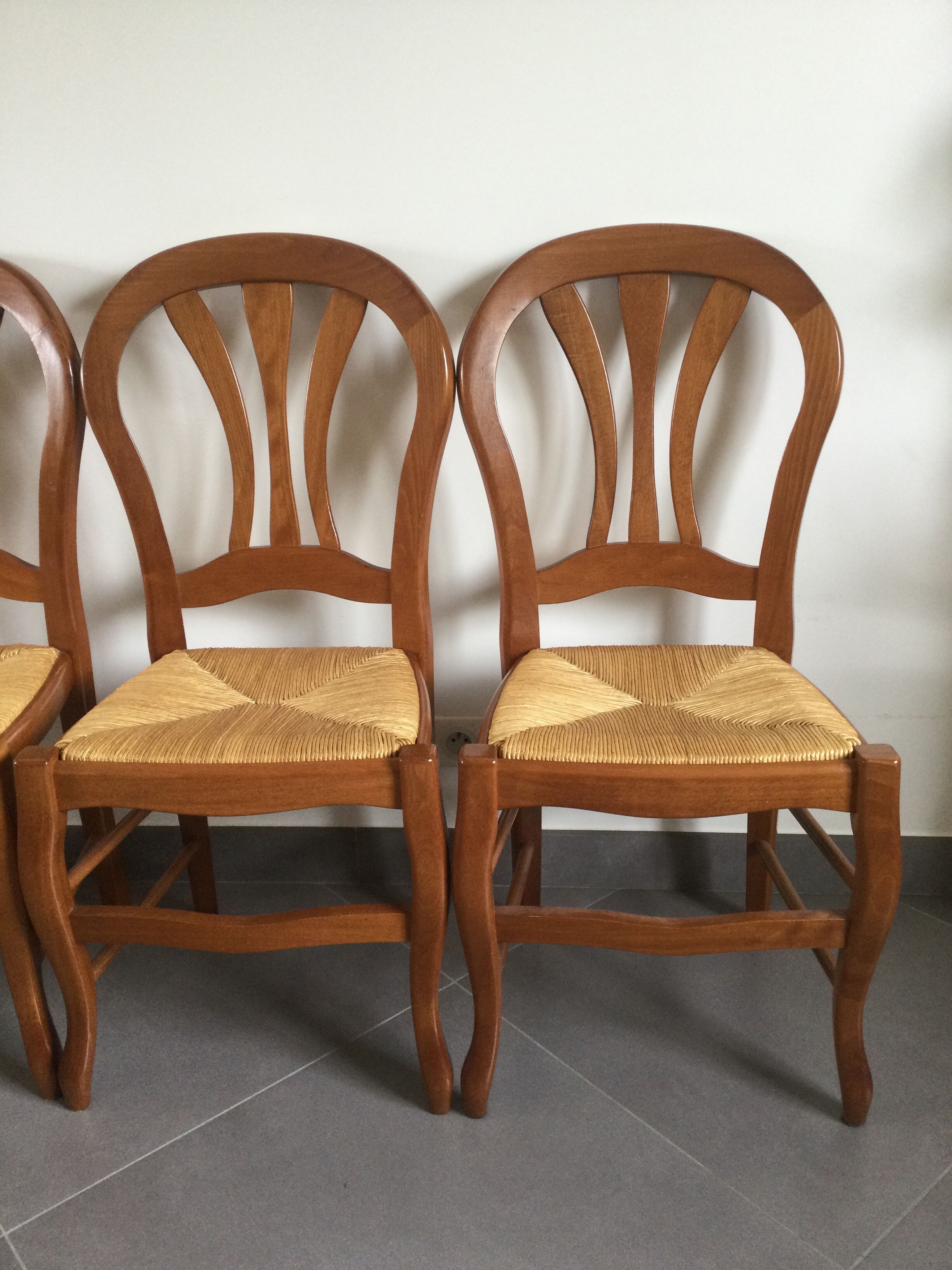 Series of 4 cherry wood chairs