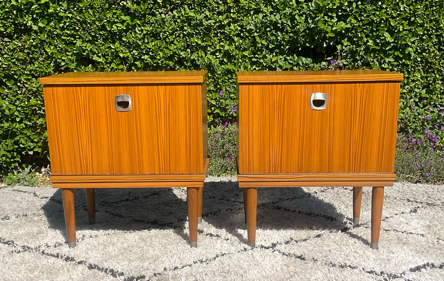 Vintage teak bedside tables from the 1970s.
