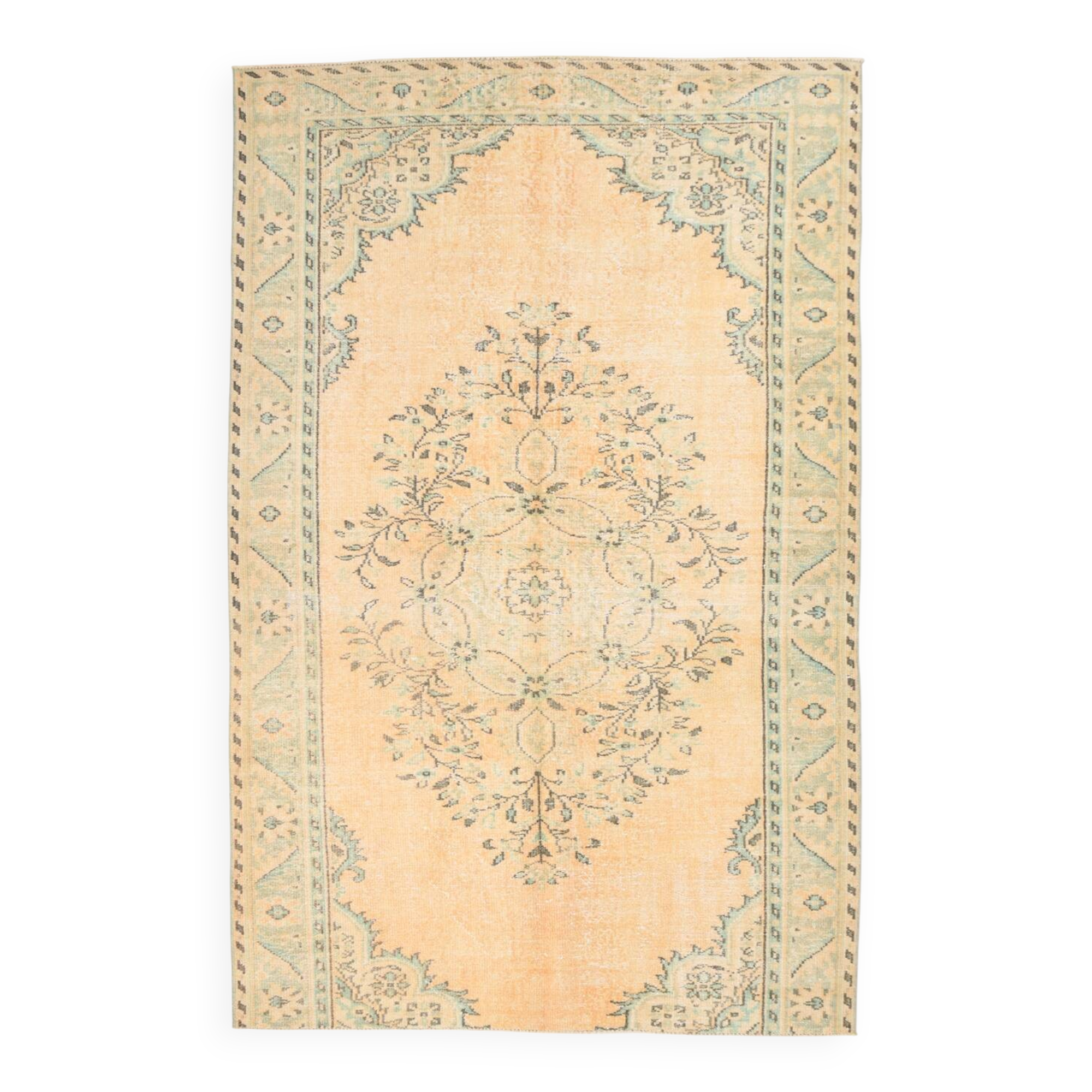 6x9 Vintage Light Yellow Oriental Vintage Rug, 180x277Cm