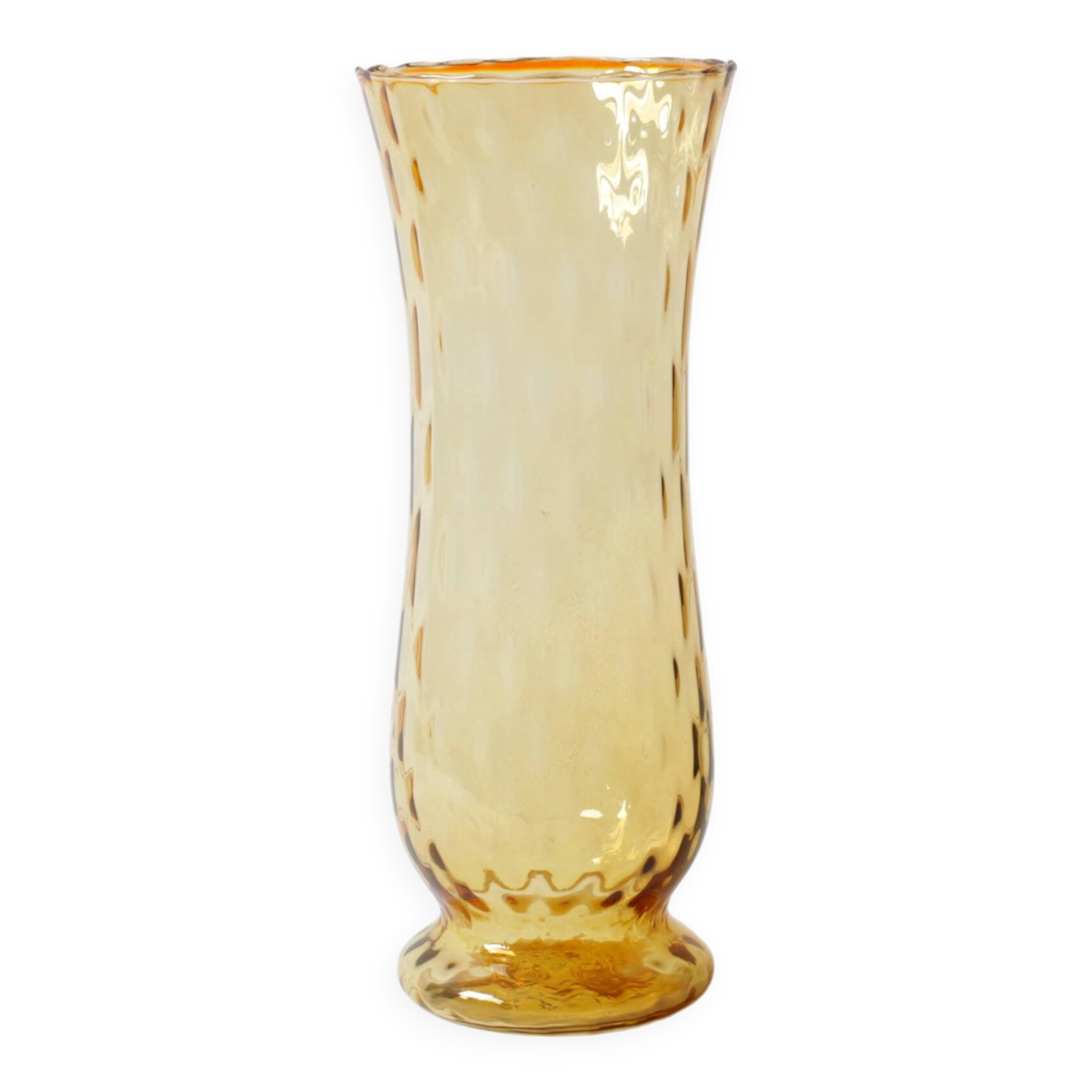 Mid-century Large Stylish Amber Glass Flower Vase / Empoli / Italy / 1970s