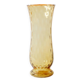 Vase à fleurs en verre ambre stylé et grand des années 1970 / Empoli / Italie