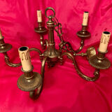 5-spoke chandelier and its 2 sconces in real bronze