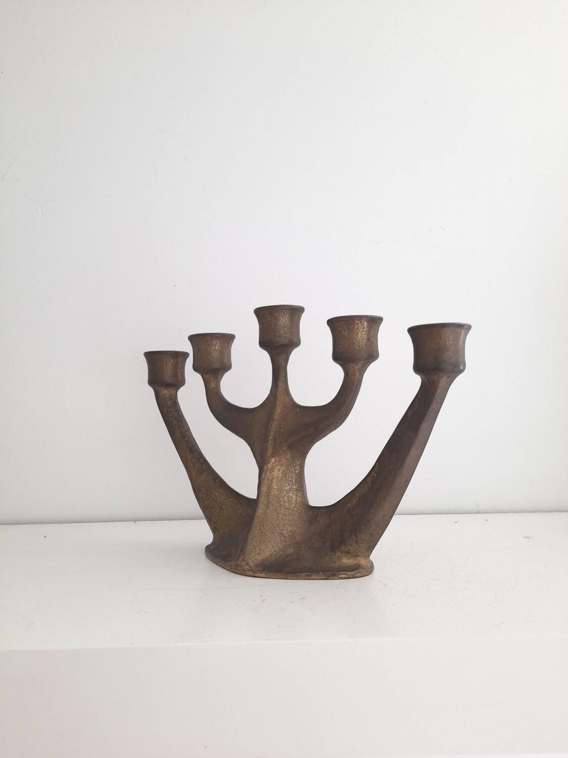 Chandelier en bronze brutaliste Horst Dalbeck 70s