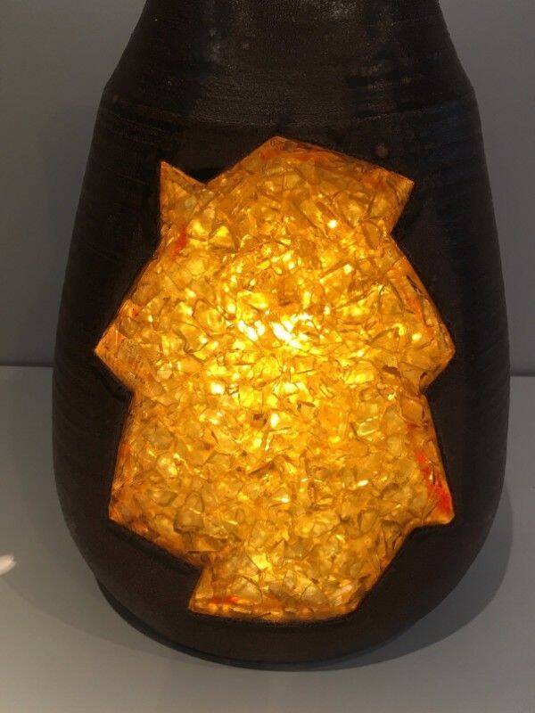 Ceramic and orange-yellow glass lamp