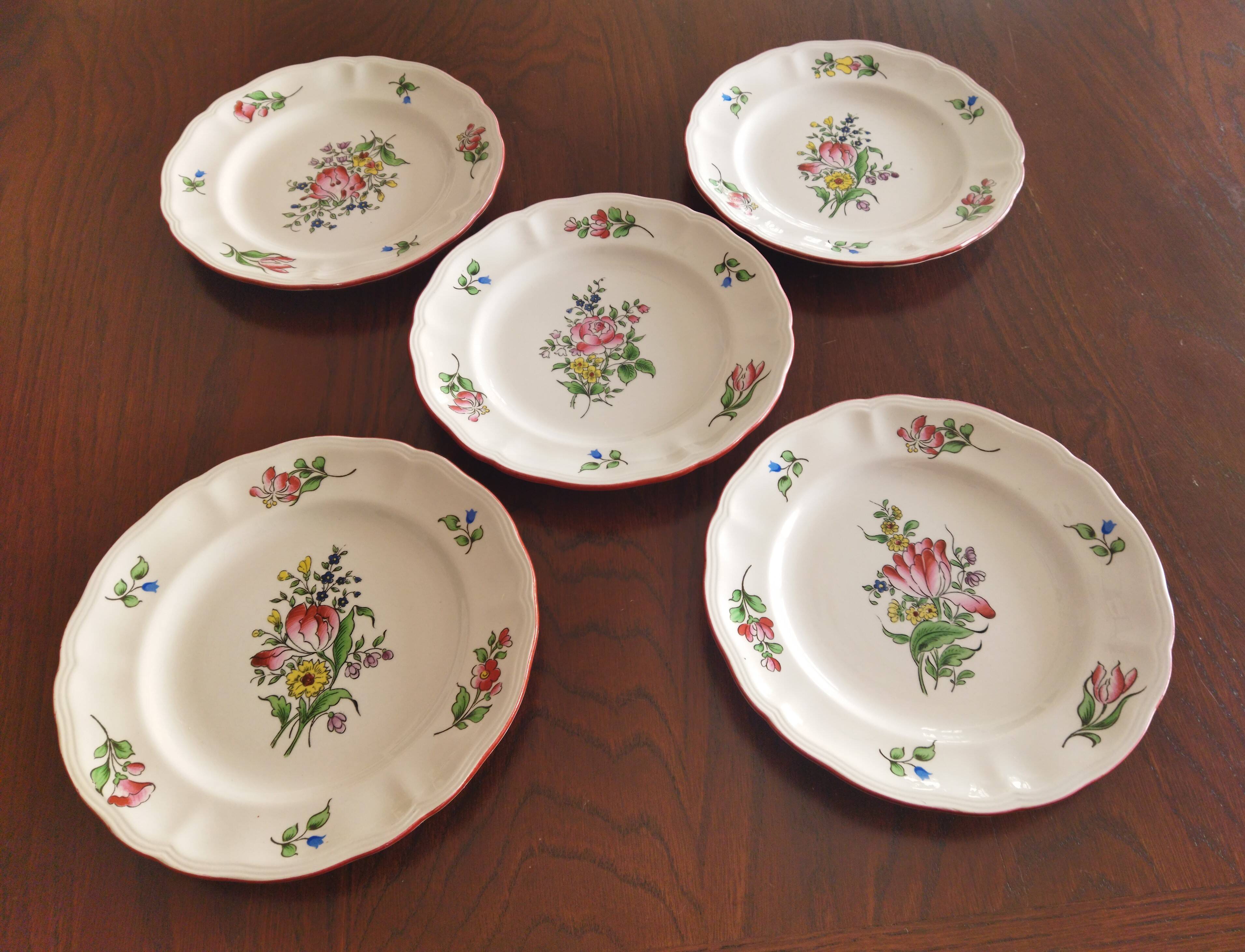 5 assiettes à cake "Réverbère fin" KG Lunéville