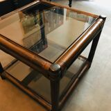Bamboo coffee table and smoked glass