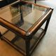 Table basse bambou et verre fumé