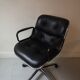 Black leather office chair by Charles Pollock for Knoll,1970