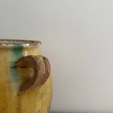 Pot à graisse en terre vernissée jaune et verte