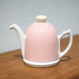 Vintage teapot, porcelain teapot and metal hat, teapot, kettle, infusion, kitchen