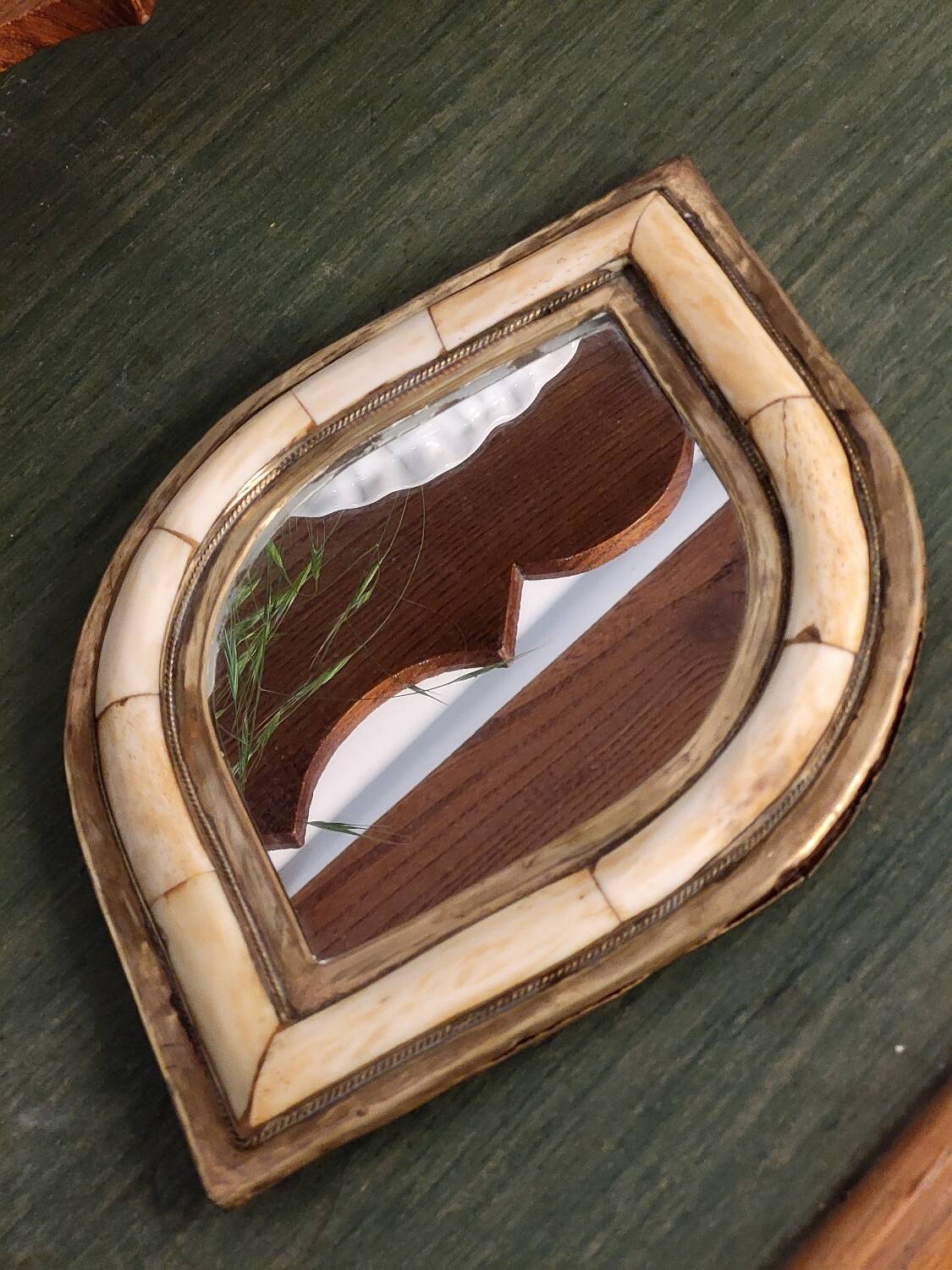 Brass and bone mirror