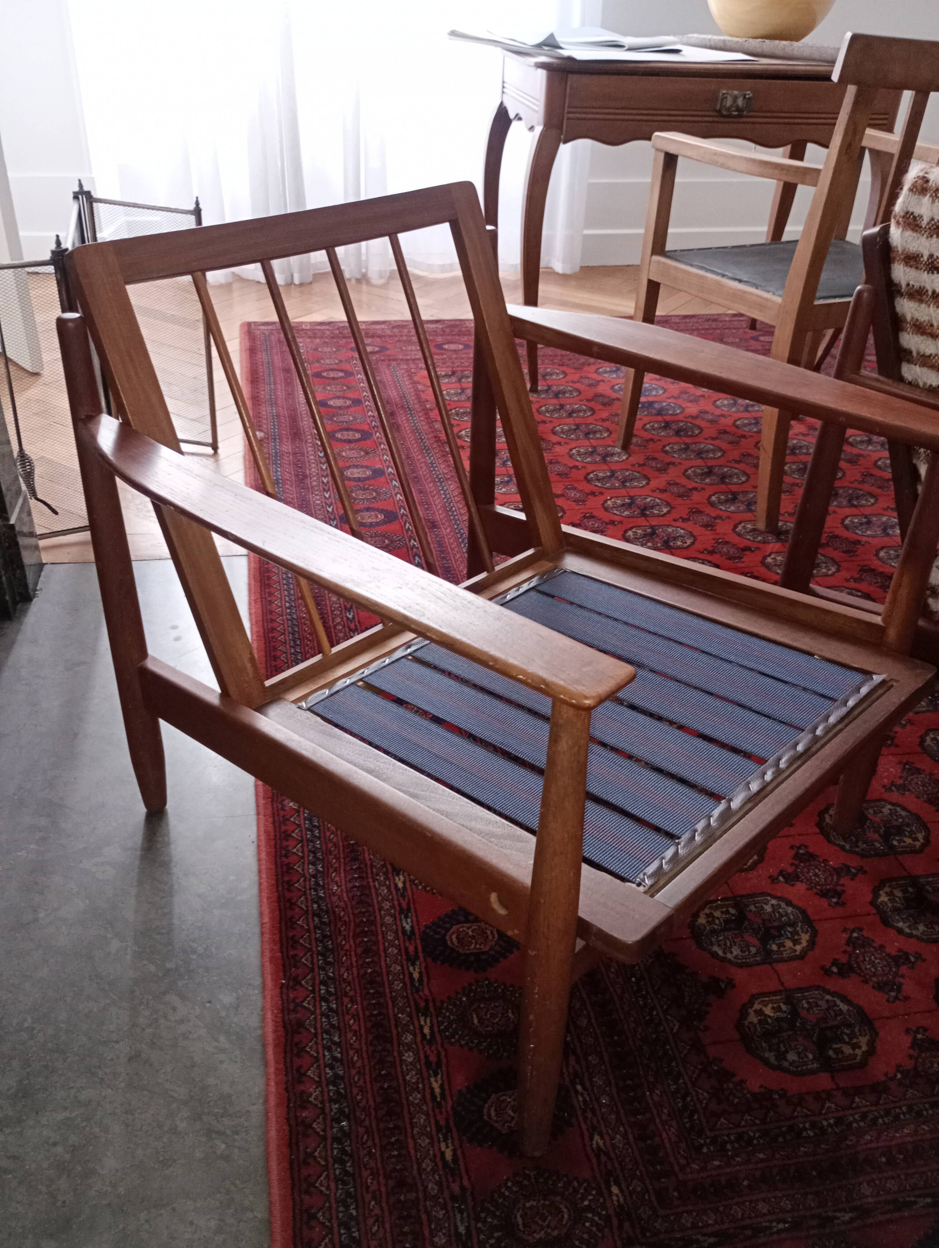 Pair of vintage Scandinavian teak armchairs.