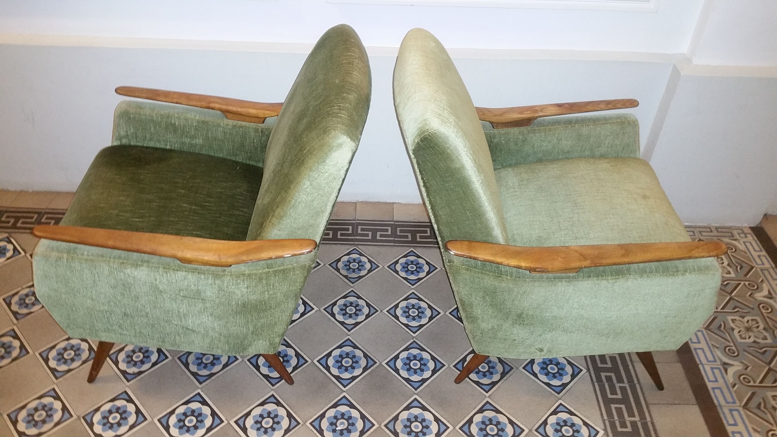 Club Chair fabric with armrests teak 50s 60s