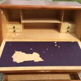 Vintage secretary desk, known as donkey's back, in cherry wood, Italian by Marelli & Fratelli.