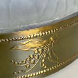 2 1930s ceiling lights in brass and frosted glass