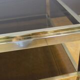 Coffee table with double trays in chrome and gold around 1970