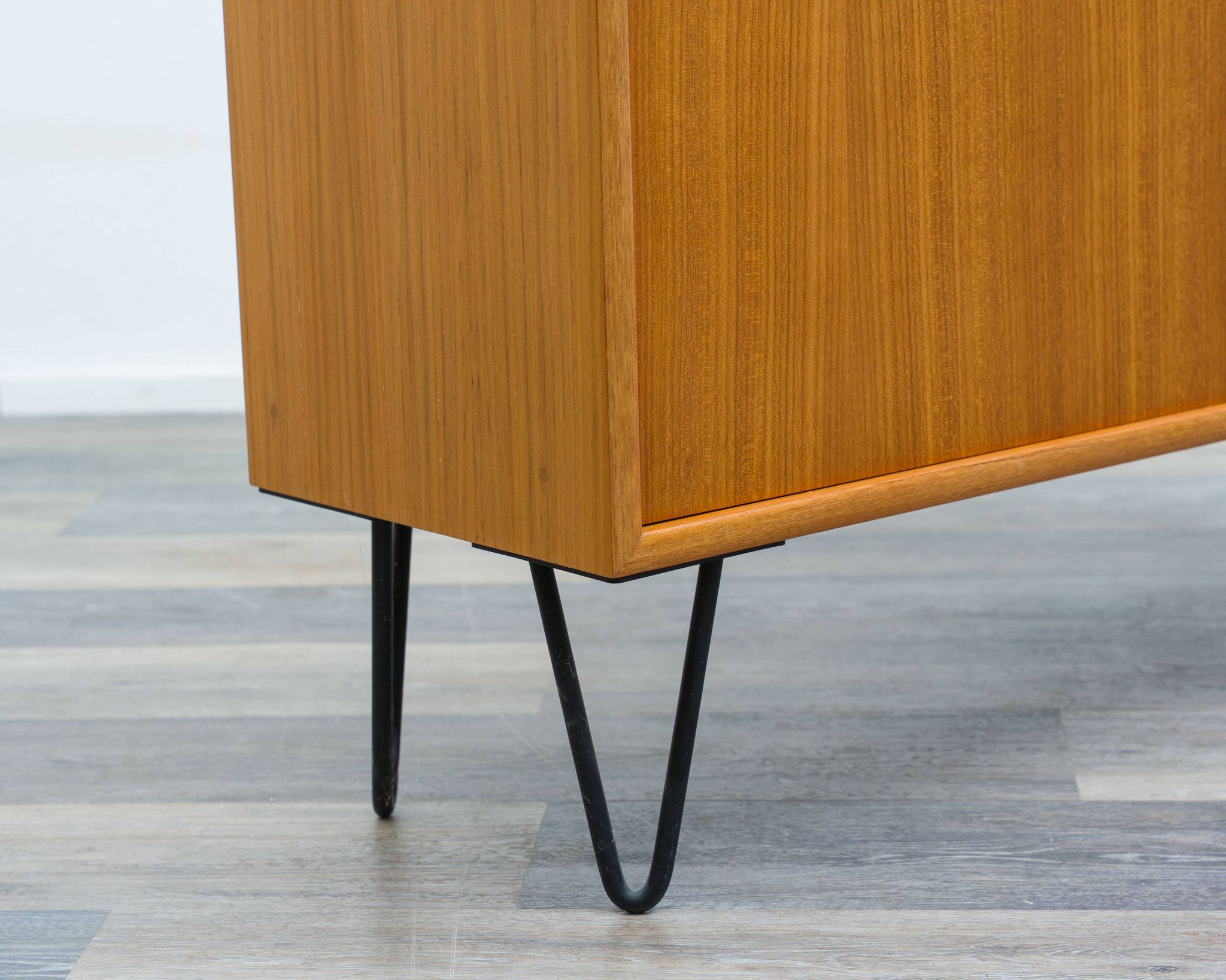 Two-door chest of drawers/sideboard with hairpin legs, 1960s. Restored