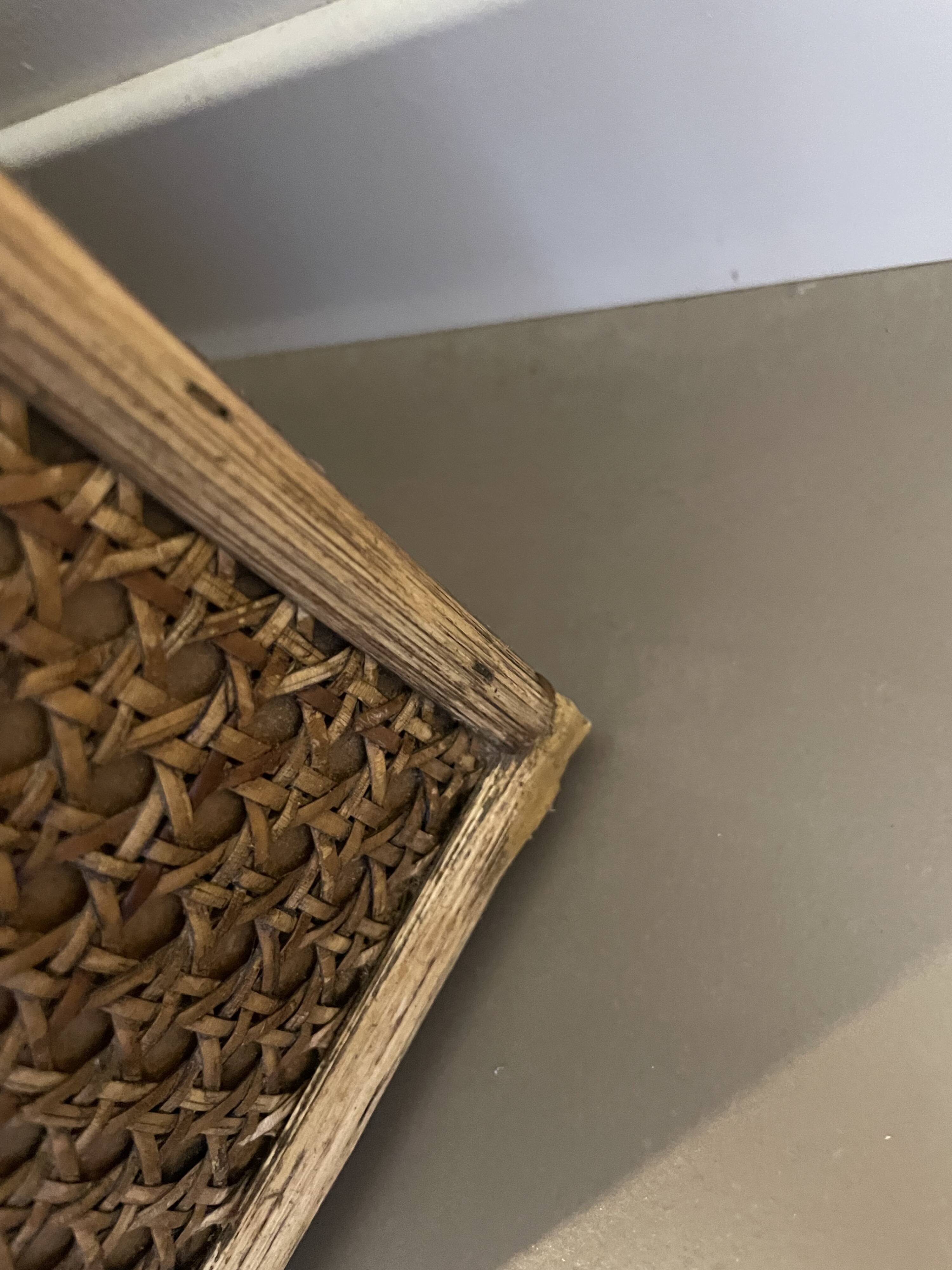 Wooden and cane storage basket with lid