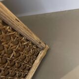 Wooden and cane storage basket with lid