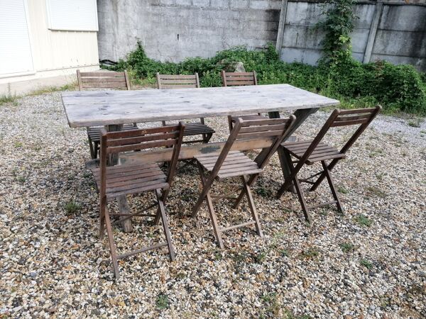 Table ferme  vintage en bois 2m, pieds en x
