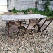 Table ferme  vintage en bois 2m, pieds en x