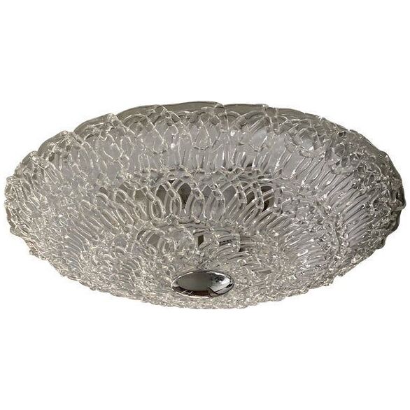 Contemporary transparent filigree flush mount in murano glass