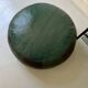 pouf rond en cuir véritable patchwork vert et marron, 1970