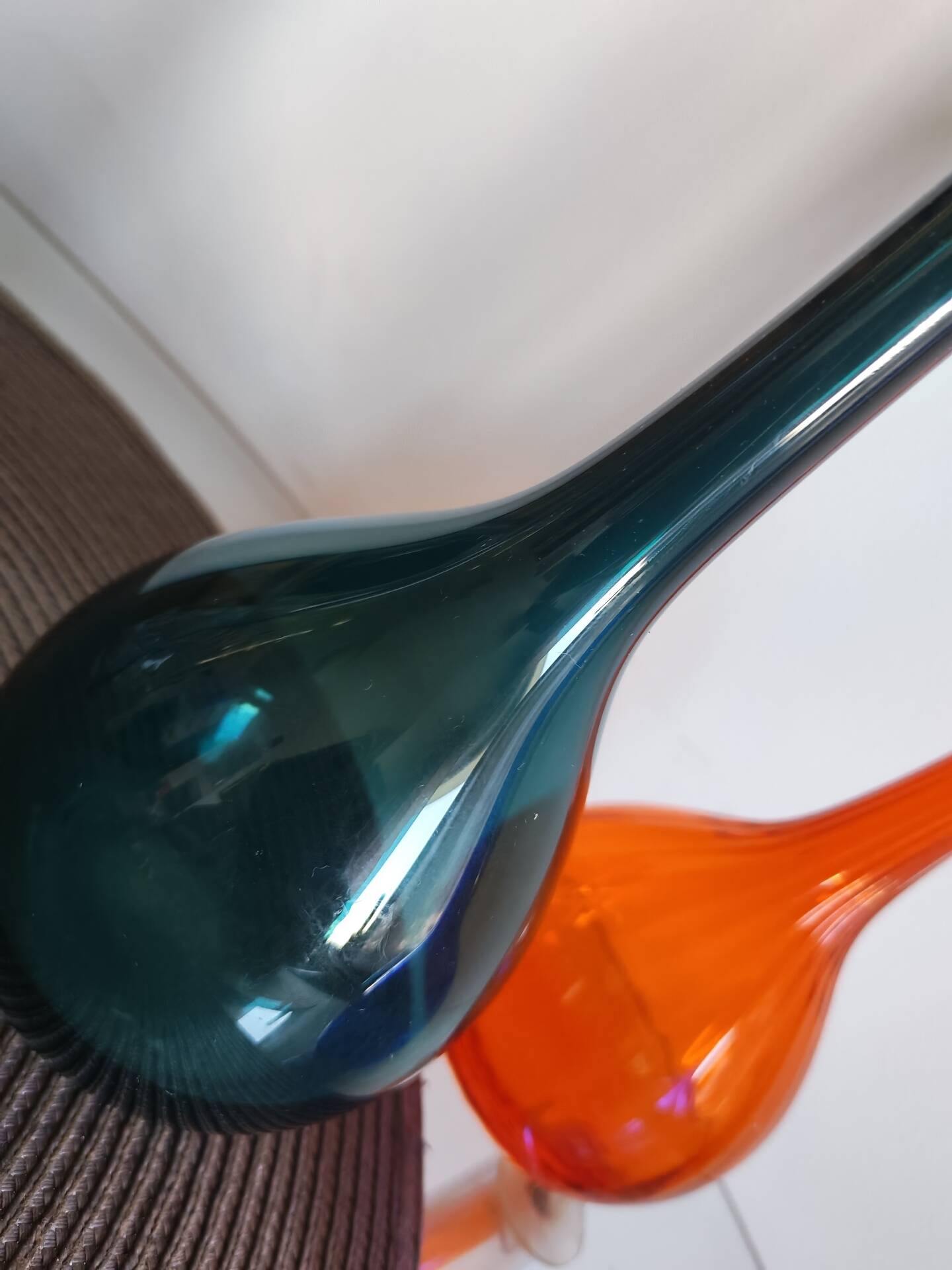 Set of 3 Scandinavian and Polish glass bottle vases from the 1970s.