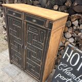 Storage furniture / Antique black wood and wood sideboard