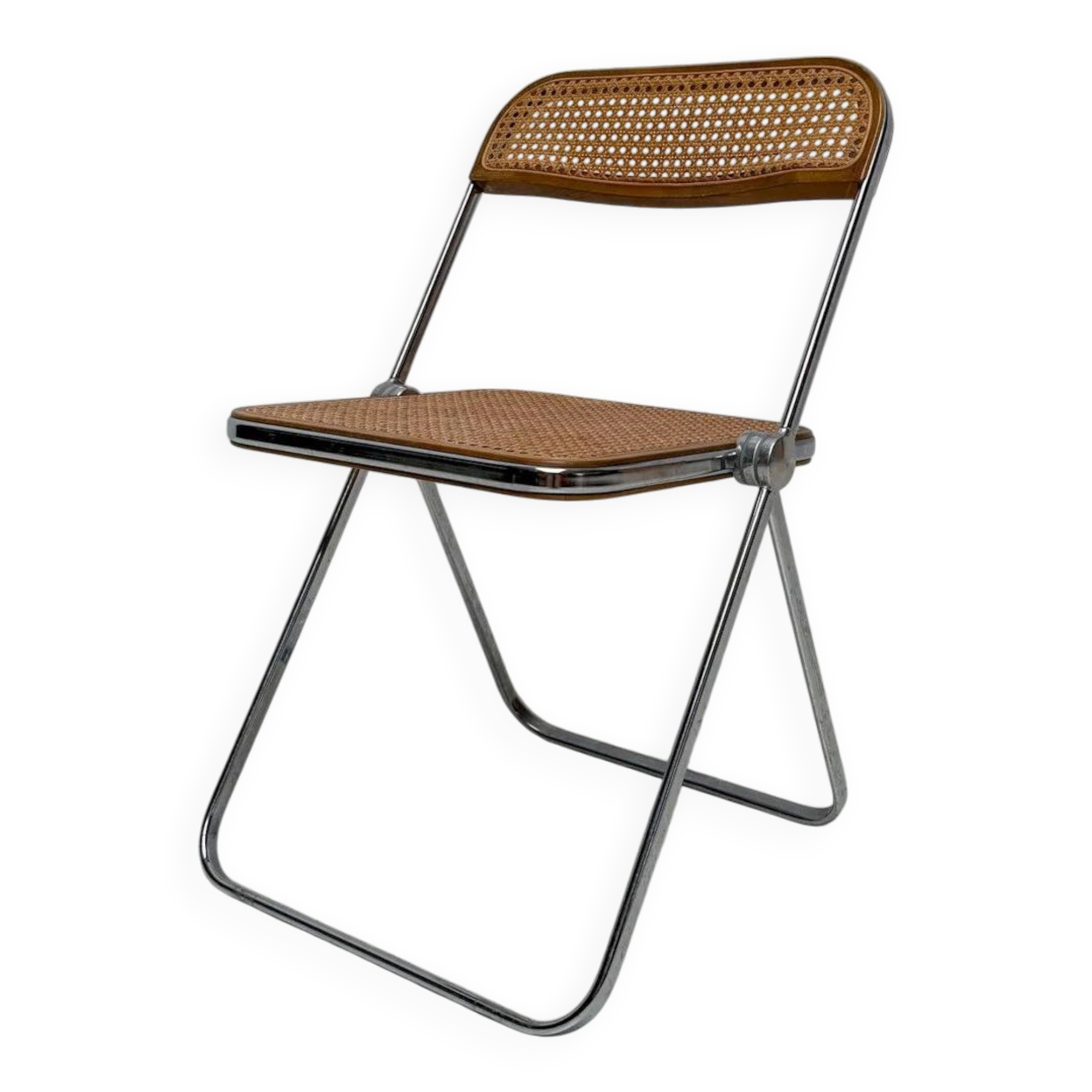 1x 1960s vintage Plia cane folding chair by Giancarlo Piretti for Anonima Castelli