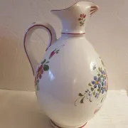 Aiguiere ancienne en faience de Badonviller decor  floral