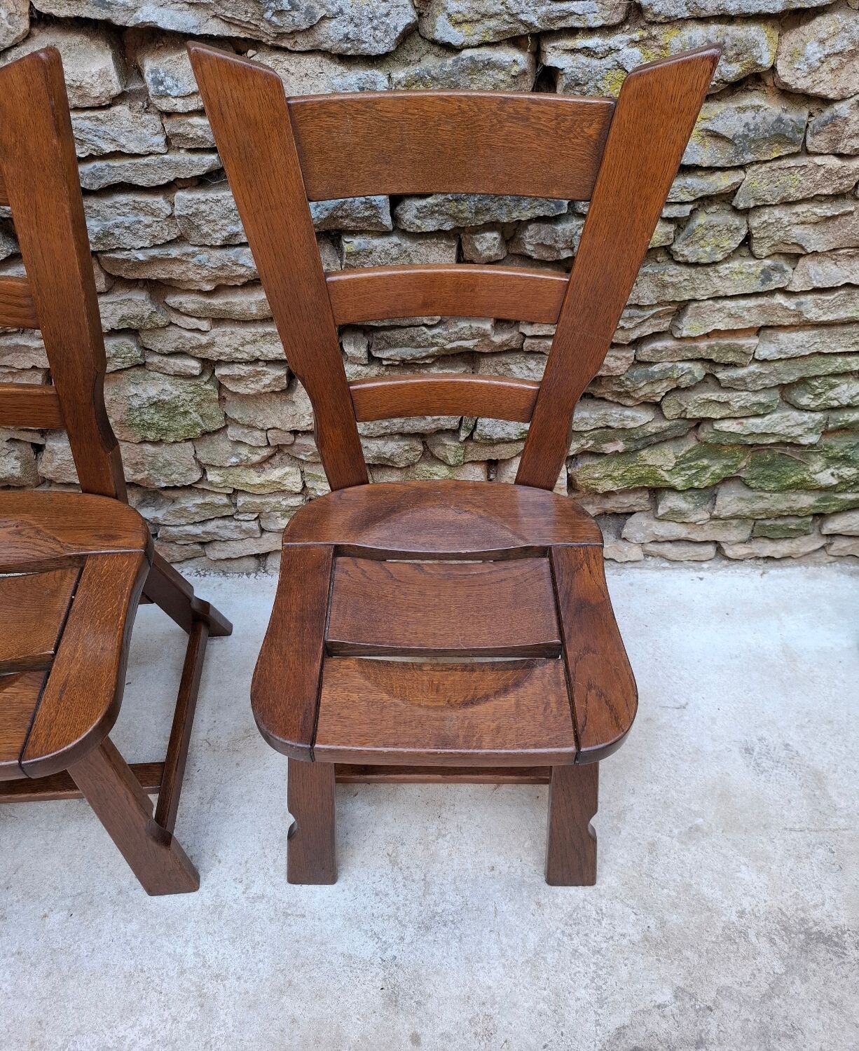 Brutalist oak chairs