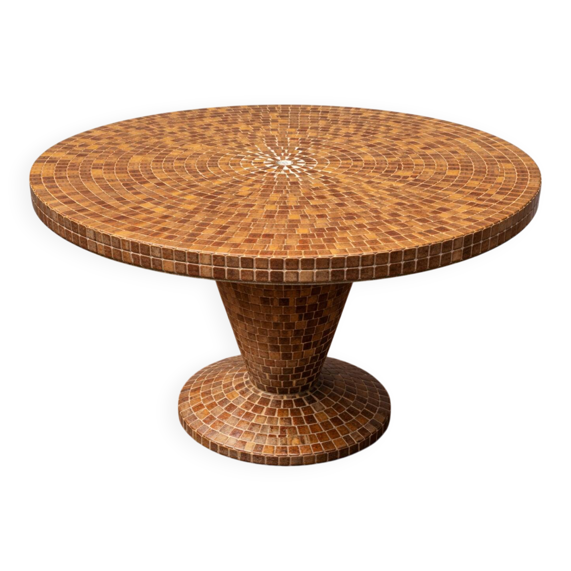 Round table in glazed ceramic mosaic – conical central base