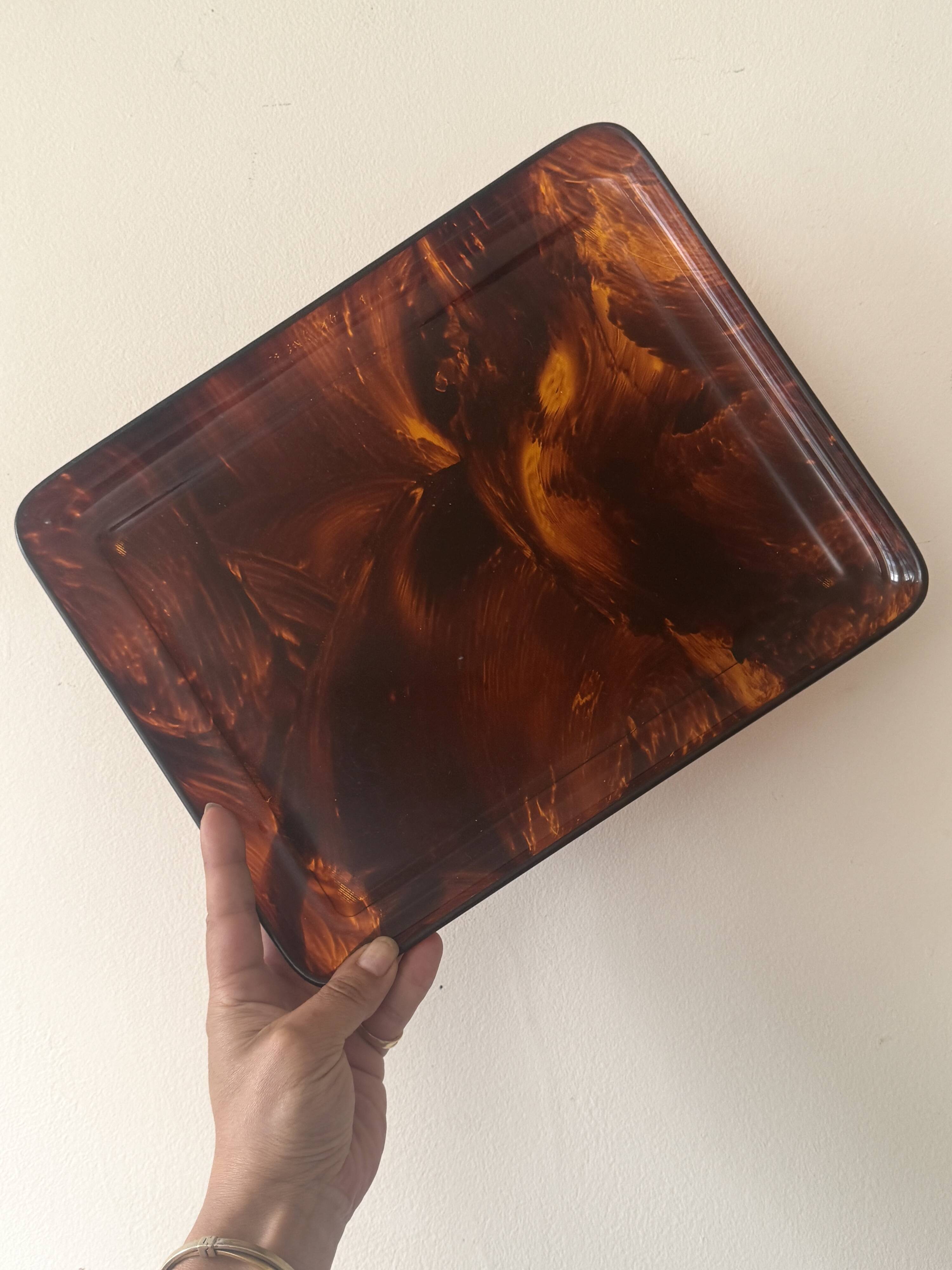 Plateau écaille de tortue en lucite, Italie 1970