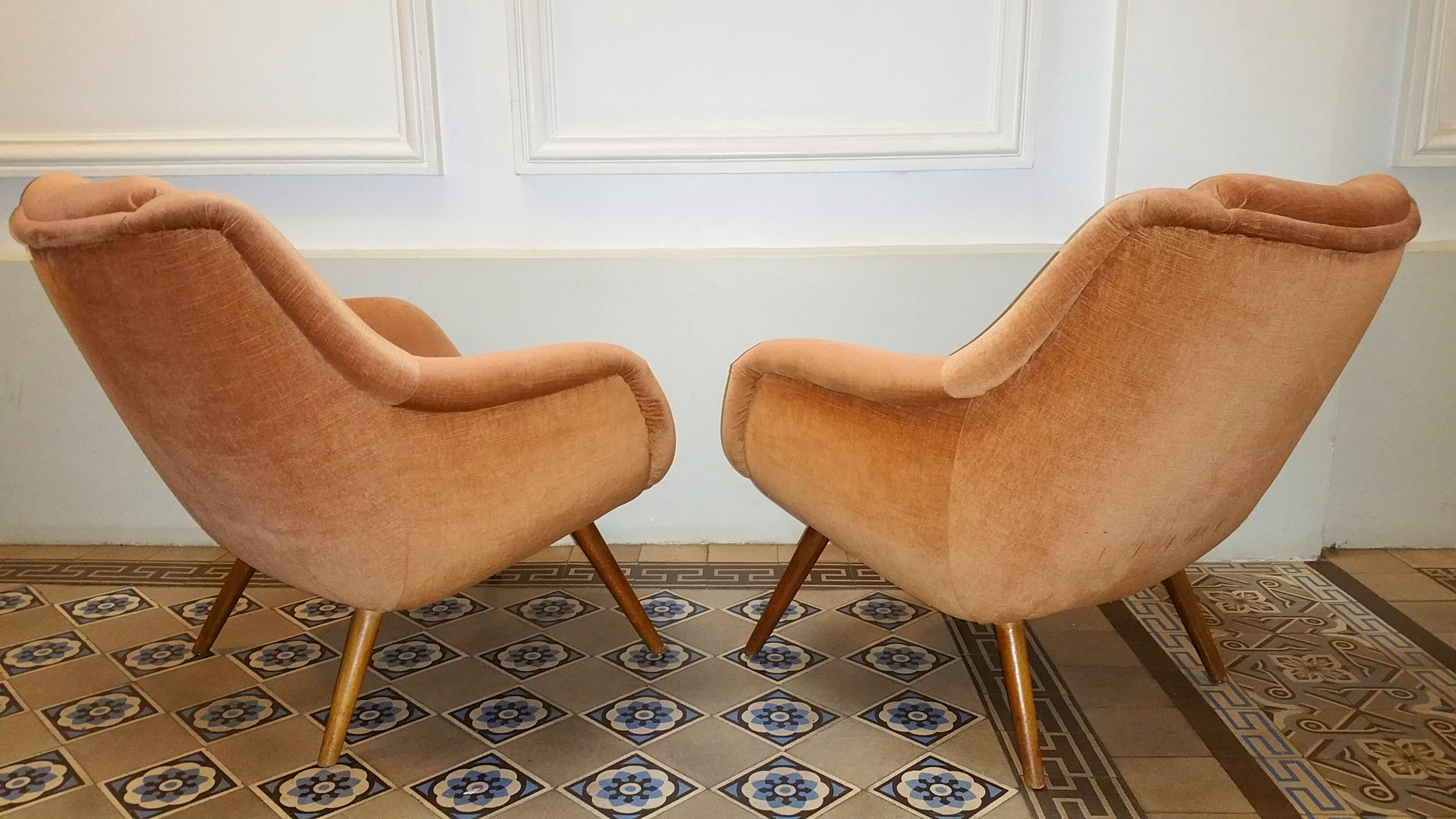 Armchair sculptural vintage 50s copper and restored