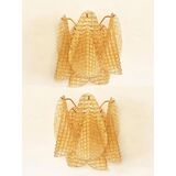 Contemporary Modern Gold "Granigli" "Rondini" Murano Glass Wall Sconces Set.