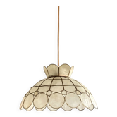 Pendant lamp mother-of-pearl capiz brass 1950 vintage children's living room bedroom decoration LAMP-7124