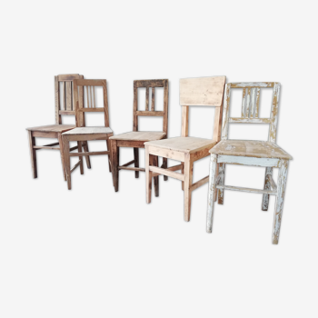 Set of 5 vintage wooden chairs