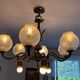Louis XV bronze chandelier with crystal pendants - 9 lights