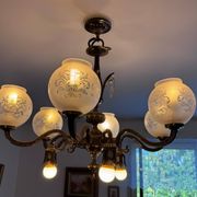 Lustre cage Louis XV en bronze massif et pampilles cristal - 9 lumiere