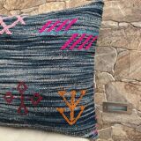 Housse de coussin Kilim marocaine faite main : Coussin décoratif bohème