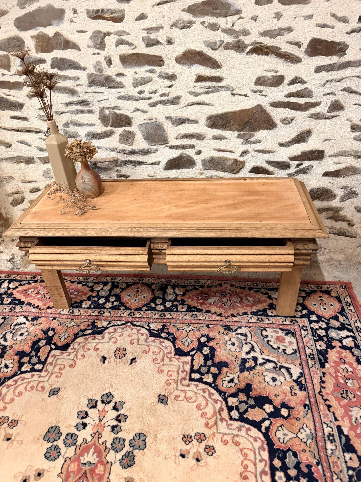 Nice vintage low wooden furniture.