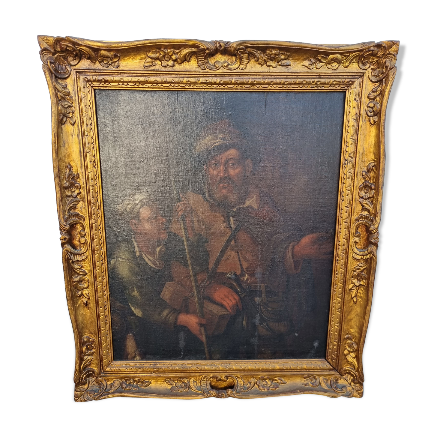 Portraits chasseurs huile sur bois
